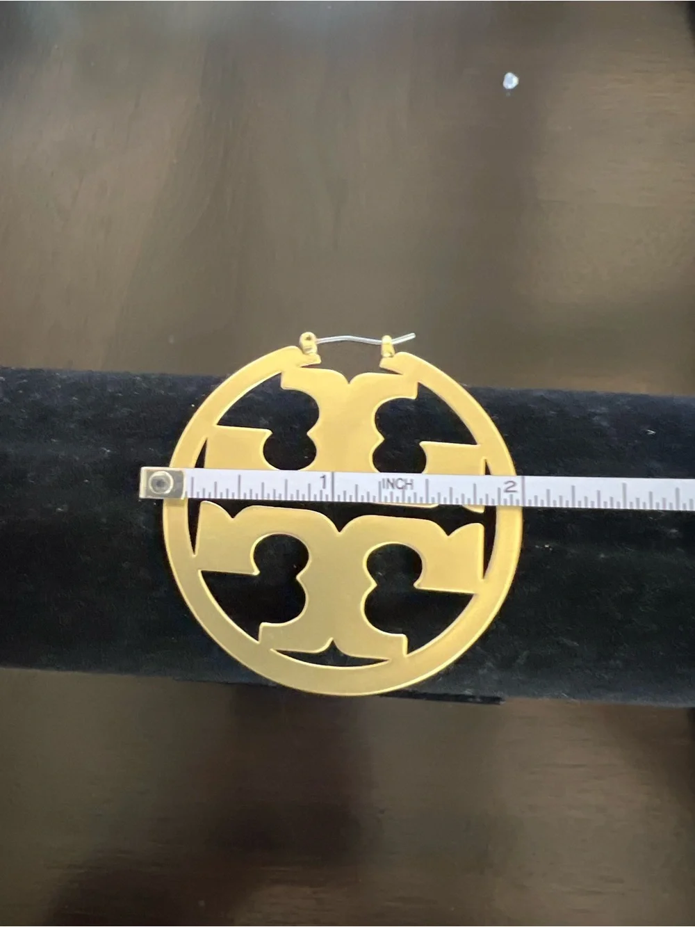 Tory Burch Large Gold Logo Cutout Hoop Earrings